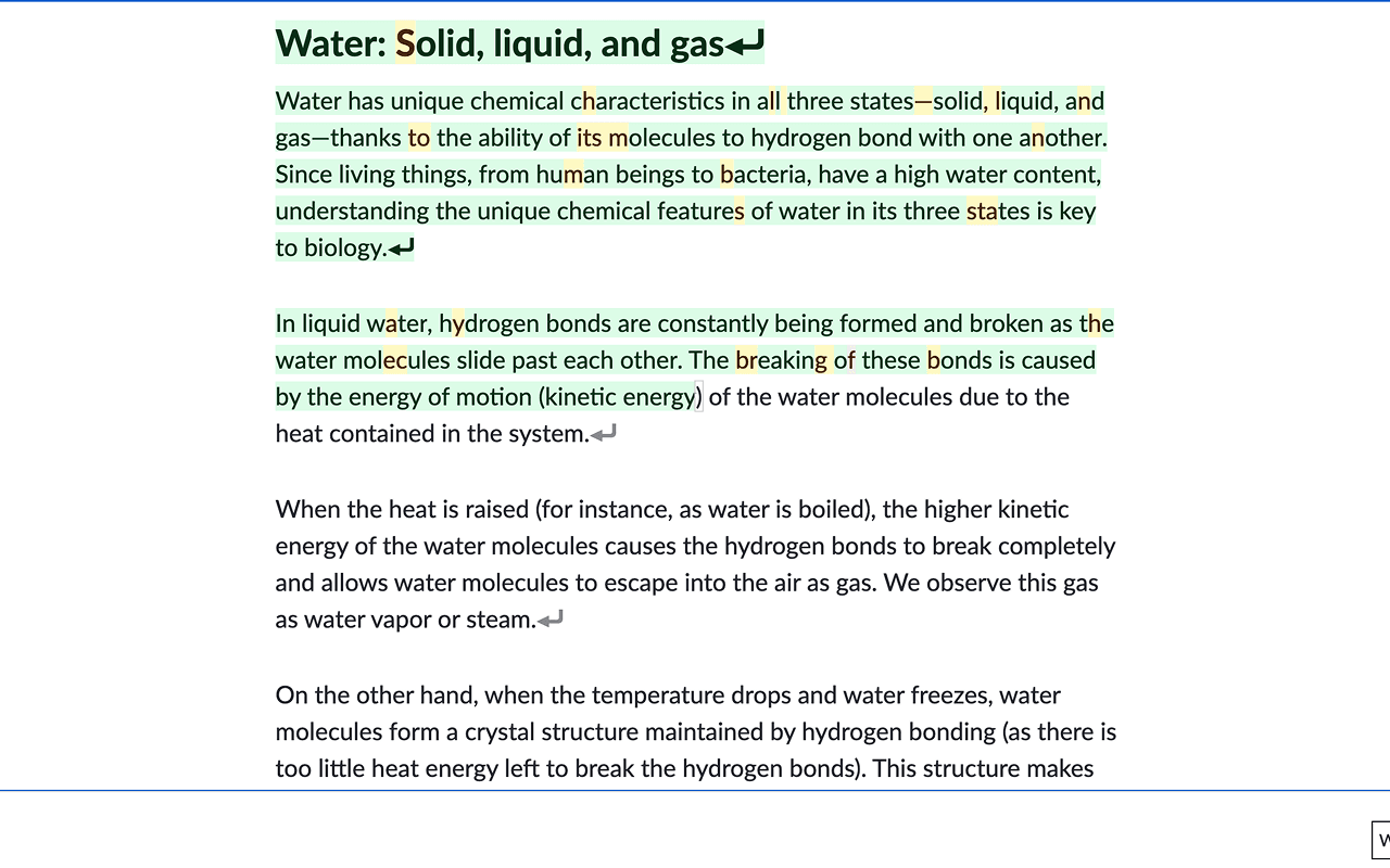 TypeMaster extension highlighting text on a webpage for typing practice
